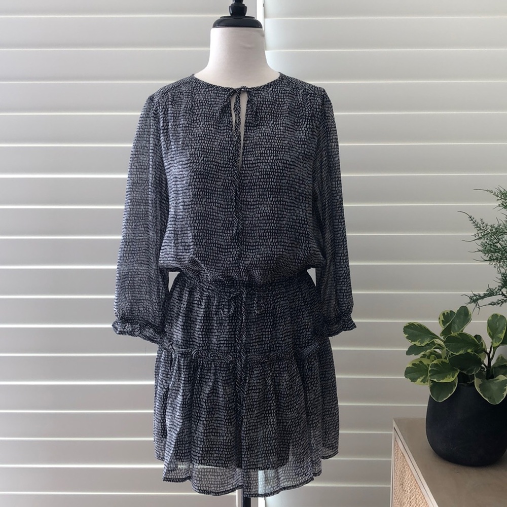 Pinch Black Printed Long-Sleeve Tiered Dress